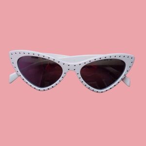 Moschino Women's White and Silver Stud Cat Eye Sunglasses